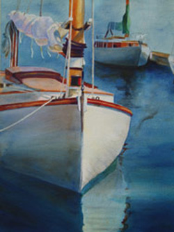 Morning Mist - Wooden Boat Paintings by Janne Matter